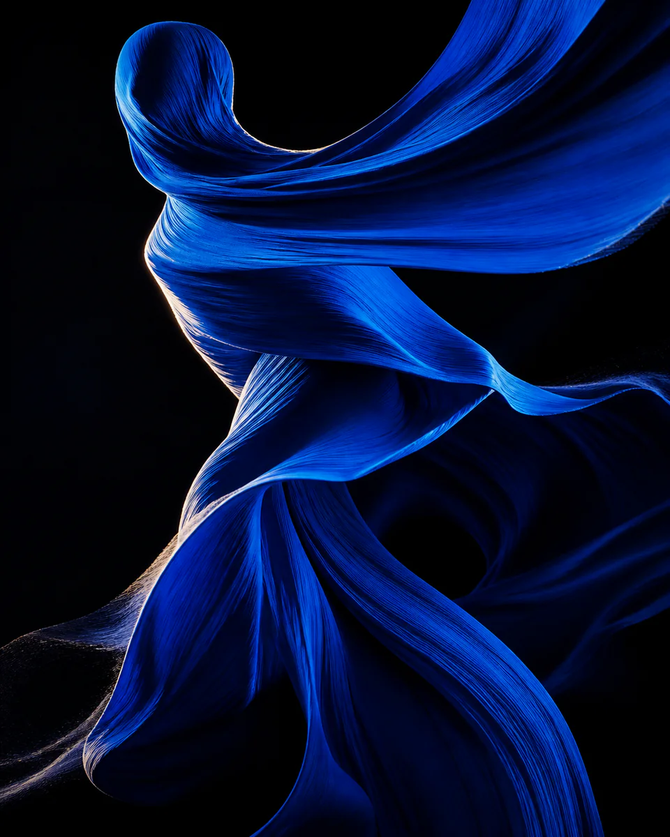 Blue moving silhouette generated locally